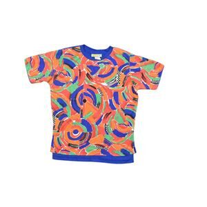 Traffic Jam Multicolor Cotton Blend T-Shirt, Size M, Preowned Shoulder Pads